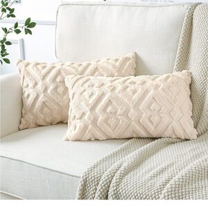 Cream Textured Throw Pillows set/3